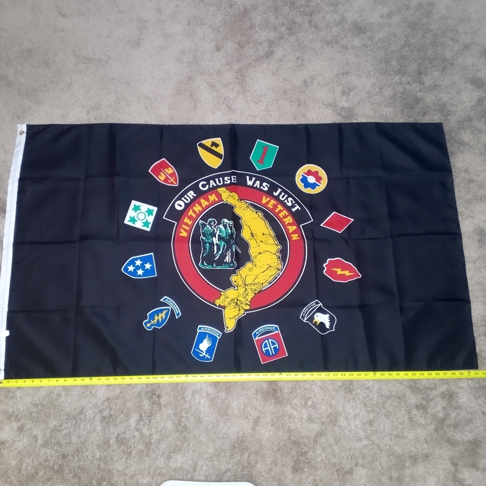 New 3×5 (35"×61") Vietnam Veteran Our Cause Was Just Graphic Print Flag